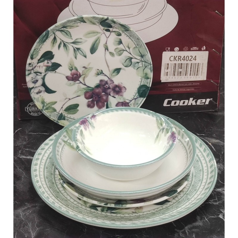 Porselen desenli lüks yemek takımı 24 parça set 4024