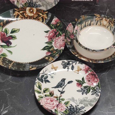 Porselen desenli lüks yemek takımı 24 parça set 4026