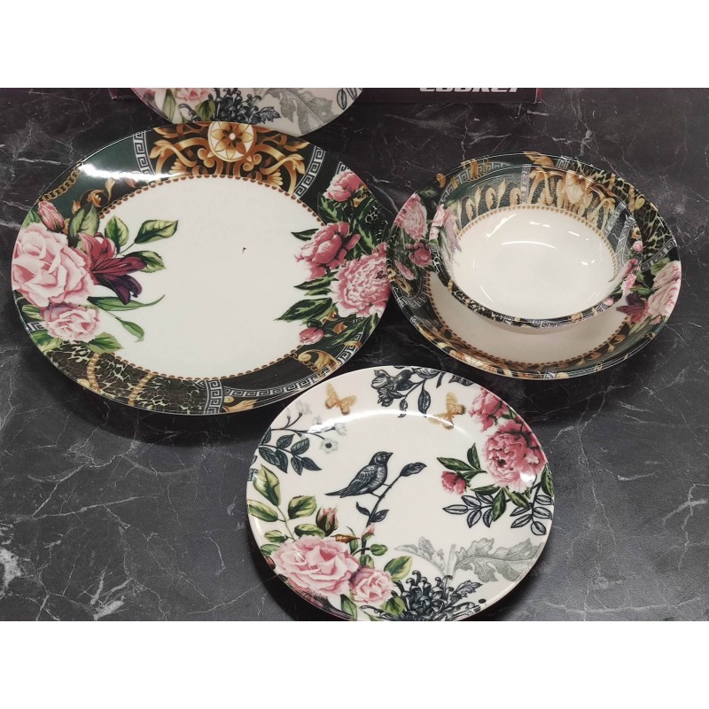 Porselen desenli lüks yemek takımı 24 parça set 4026