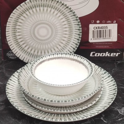 Porselen desenli lüks yemek takımı 24 parça set 4035