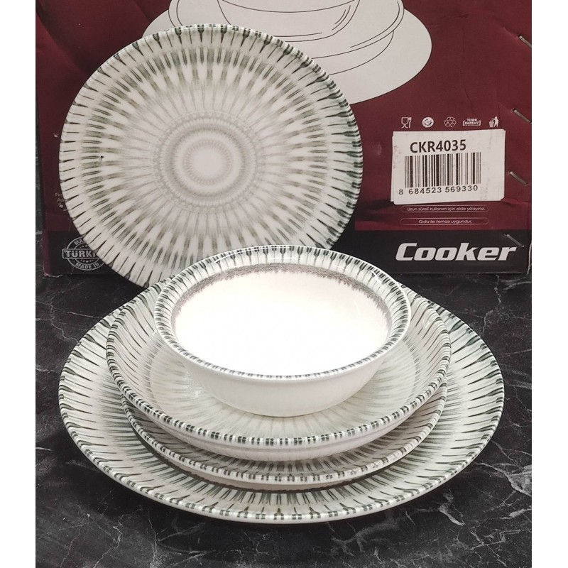 Porselen desenli lüks yemek takımı 24 parça set 4035