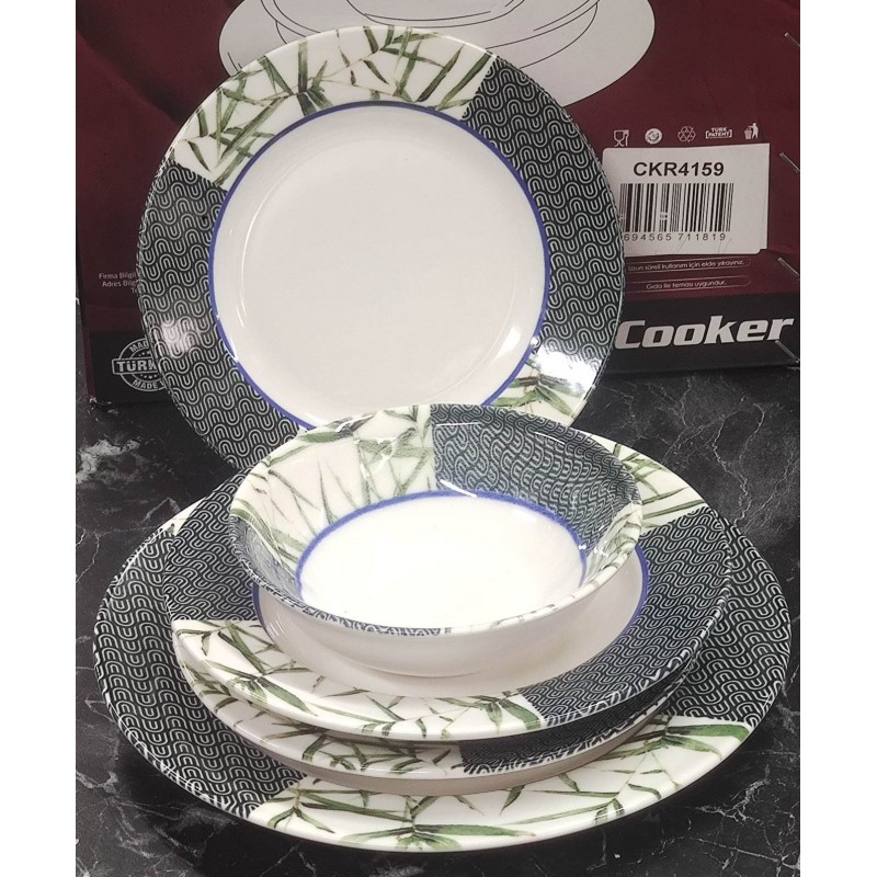 Porselen desenli lüks yemek takımı 24 parça set 4159