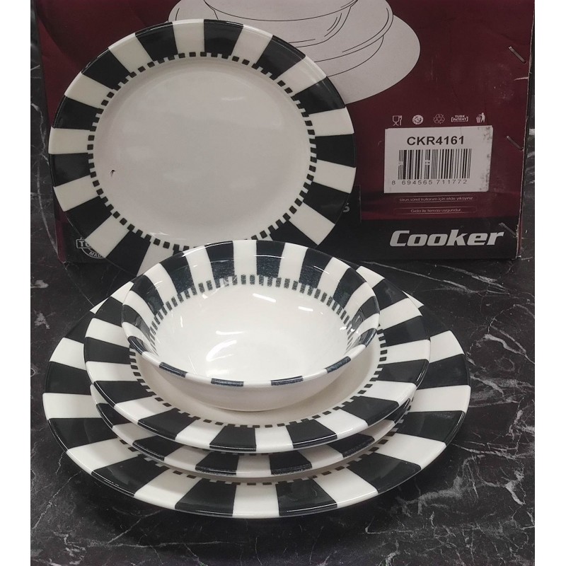 Porselen desenli lüks yemek takımı 24 parça set 4161