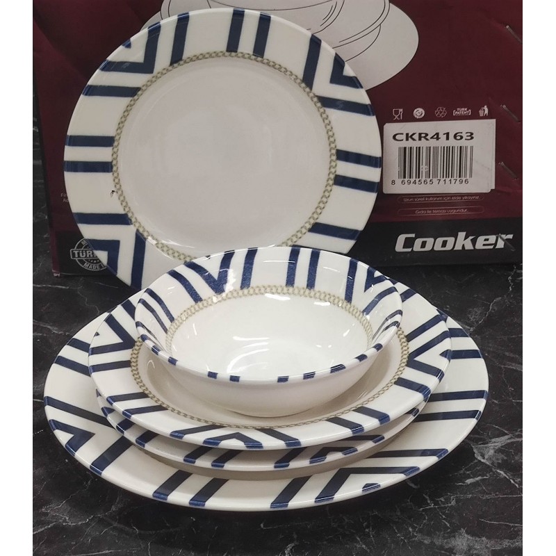 Porselen desenli lüks yemek takımı 24 parça set 4163