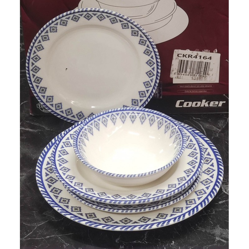 Porselen desenli lüks yemek takımı 24 parça set 4164