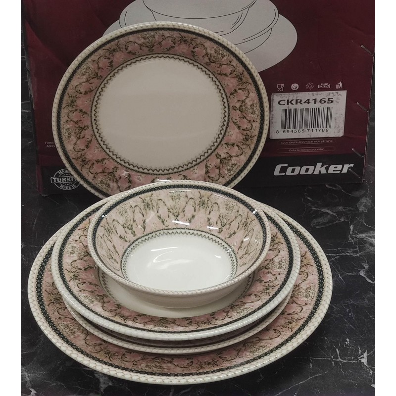 Porselen desenli lüks yemek takımı 24 parça set 4165