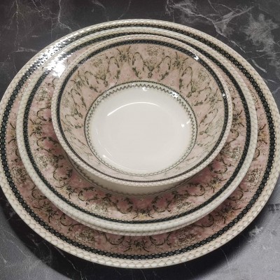 Porselen desenli lüks yemek takımı 24 parça set 4165