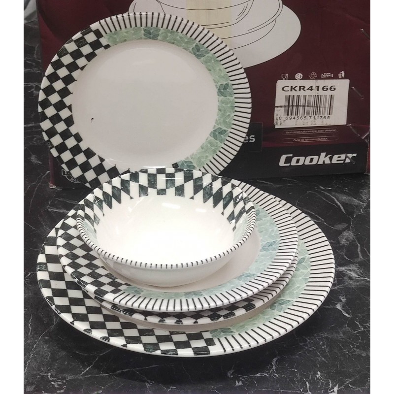 Porselen desenli lüks yemek takımı 24 parça set 4166