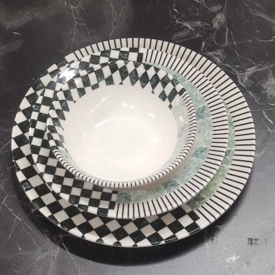 Porselen desenli lüks yemek takımı 24 parça set 4166