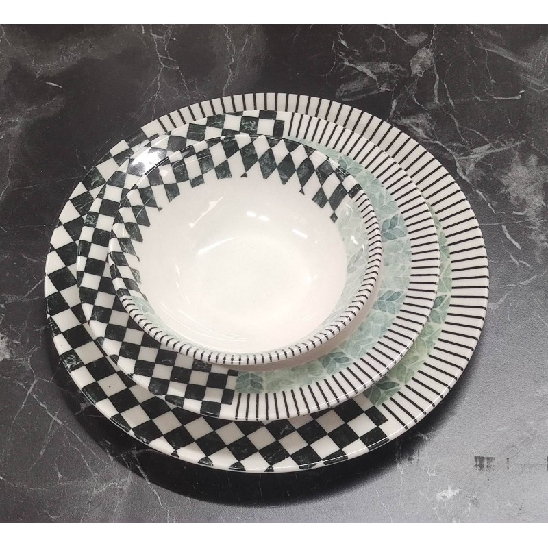 Porselen desenli lüks yemek takımı 24 parça set 4166