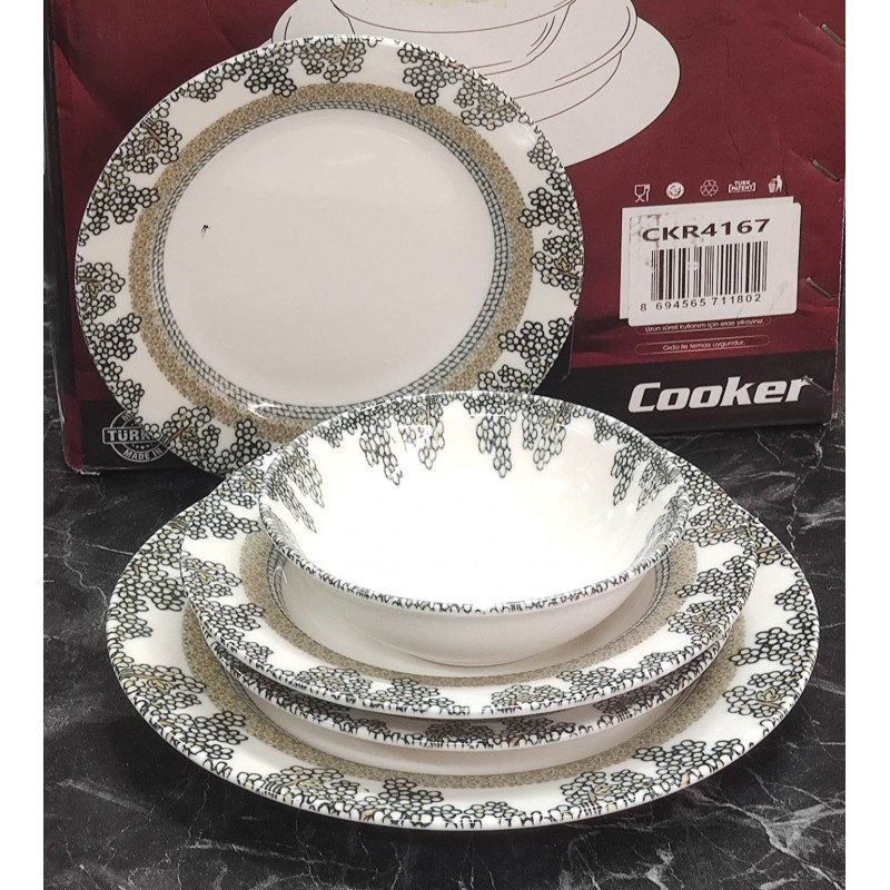 Porselen desenli lüks yemek takımı 24 parça set 4167