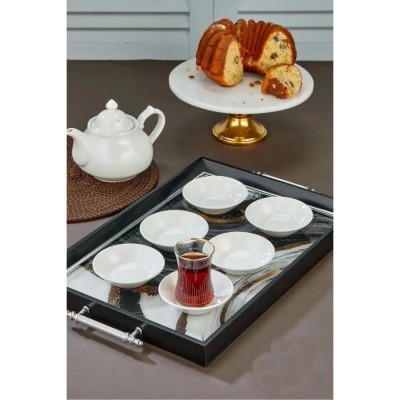 porselen çay tabağı sade beyaz kahveci