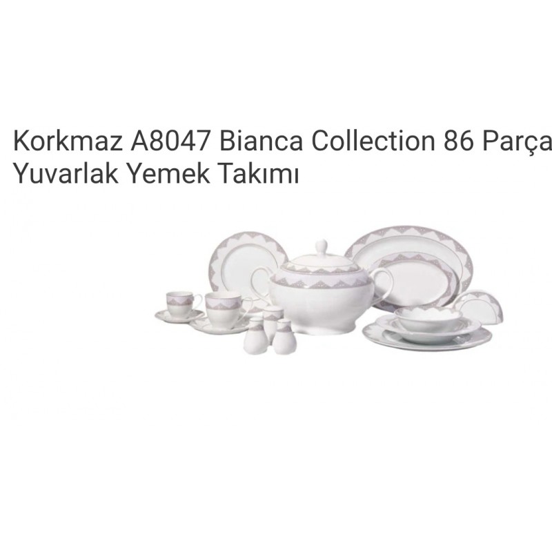 Korkmaz Bıanca Collectıon 86 Parça 12 Kişilik Yemek Takımı A8047