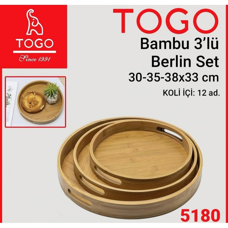 Bambu Tepsi Seti 3lü togo yuvarlak