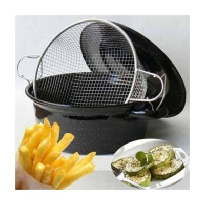 Emaye 25Cm Cips Fritöz Kızartma Tenceresi Siyah