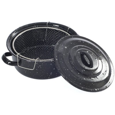 Emaye 25Cm Cips Fritöz Kızartma Tenceresi Siyah