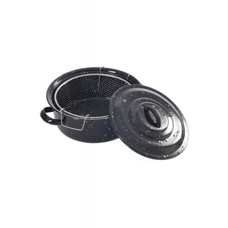 Emaye 25Cm Cips Fritöz Kızartma Tenceresi Siyah