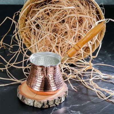 Bakır Cezve 3 Lü Set ahşap saplı