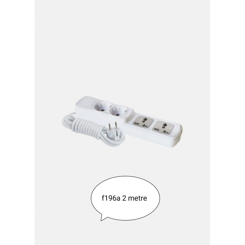 Fiş Priz 2+2 Universal Grup Priz 2 Metre F196A