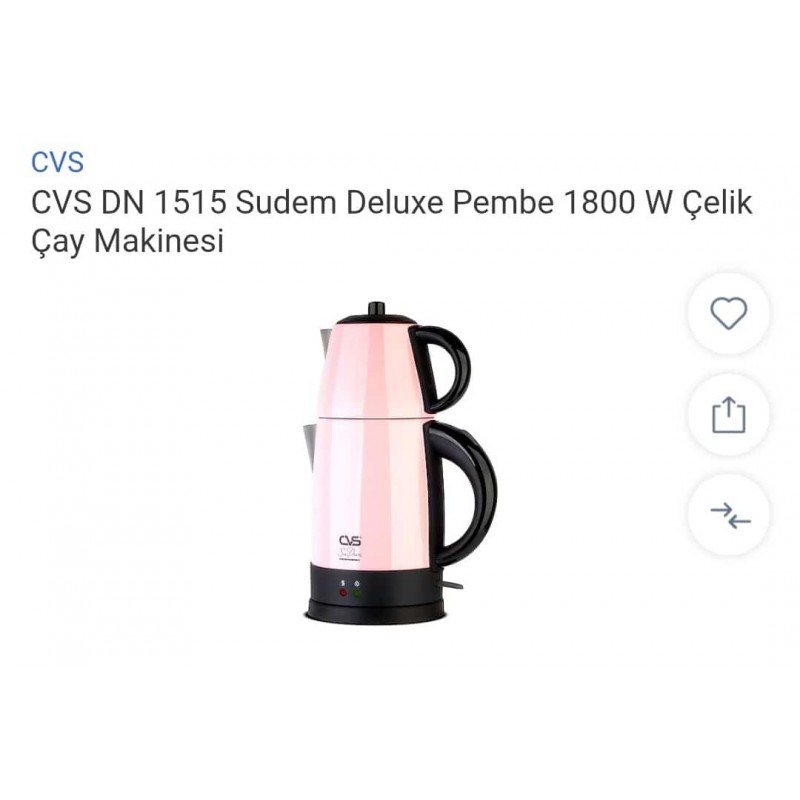 Cvs Dn 1515 sudem deluxe Inox Elektrikli cay Makinesi pembe