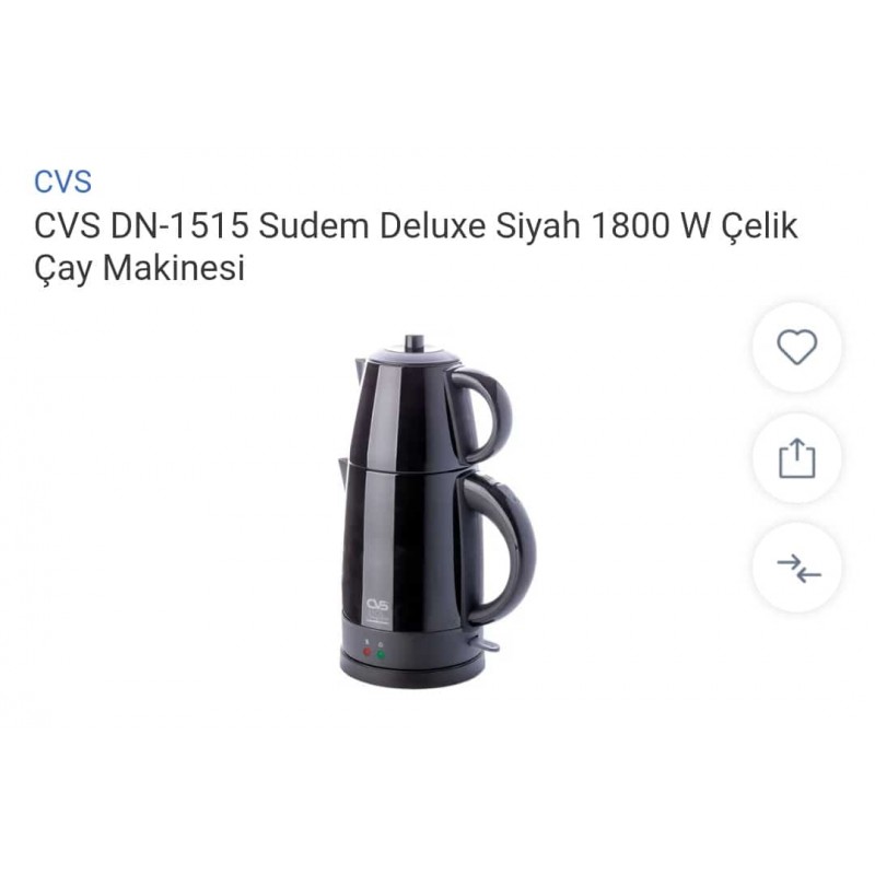 Cvs Dn 1515 sudem deluxe Inox Elektrikli cay Makinesi siyah Cvs Dn 1515 sudem deluxe Inox Elektrikli cay Makinesi siyah