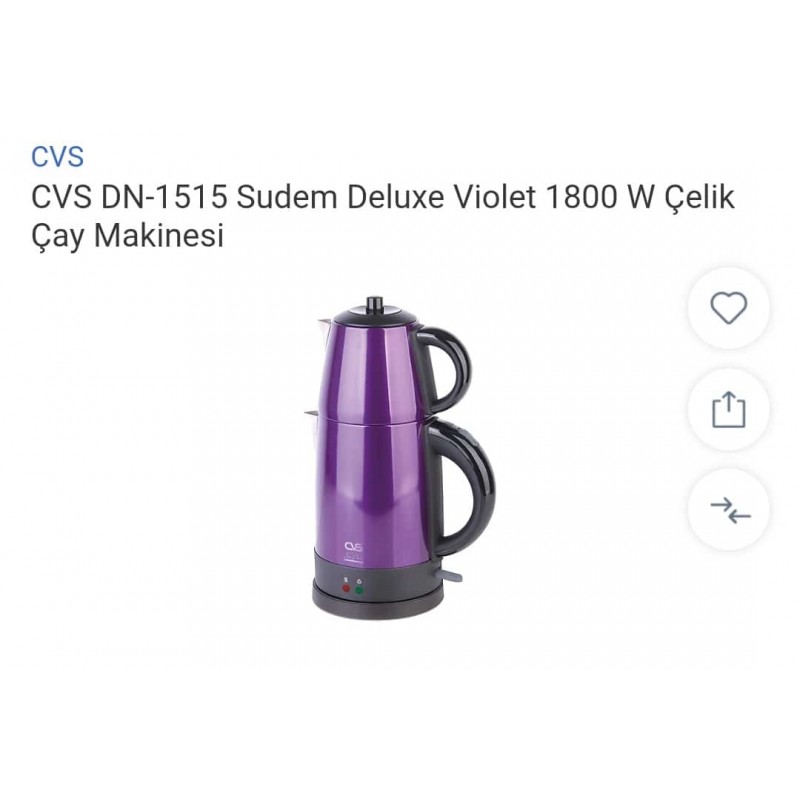 Cvs Dn 1515 sudem deluxe Inox Elektrikli cay Makinesi menekşe violet