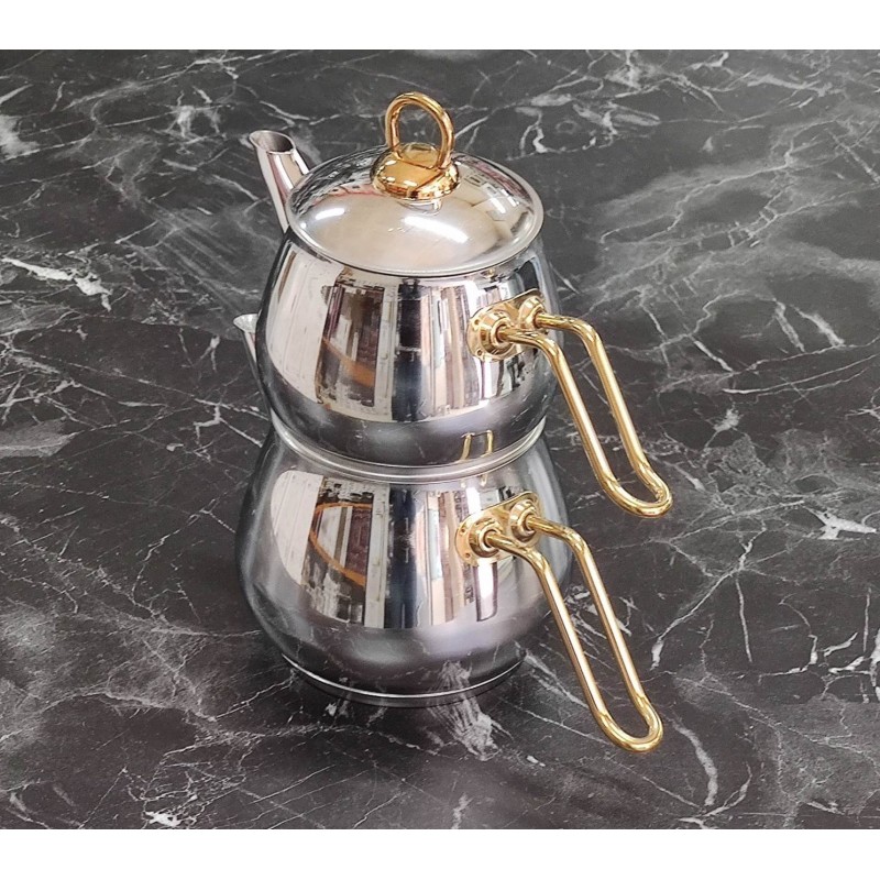 çelik küçük boy çaydanlık altın saplı çelik küçük boy çaydanlık altın saplı