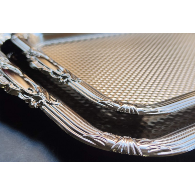 Şık ve Zarif Gümüş Nişan Tepsisi Seti - 2'li 24x45 cm 24x38 cm Şık ve Zarif Gümüş Nişan Tepsisi Seti - 2'li 24x45 cm 24x38 cm