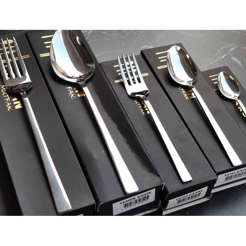 Kaliteli ve Şık 2,5 mm Çelik Çatal Kaşık Takımı Sofranız için 60parça set