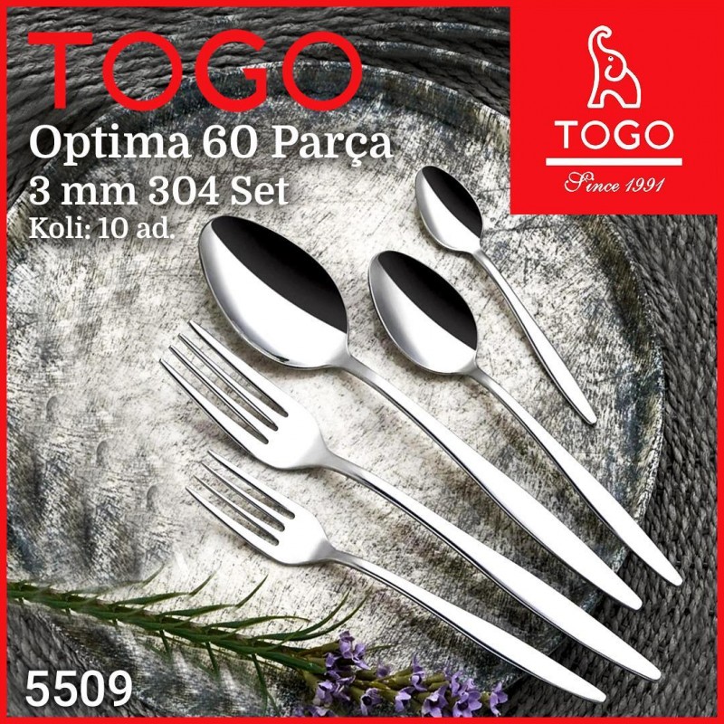 togo kaşık çatal bıçak seti 60 parça optima düz