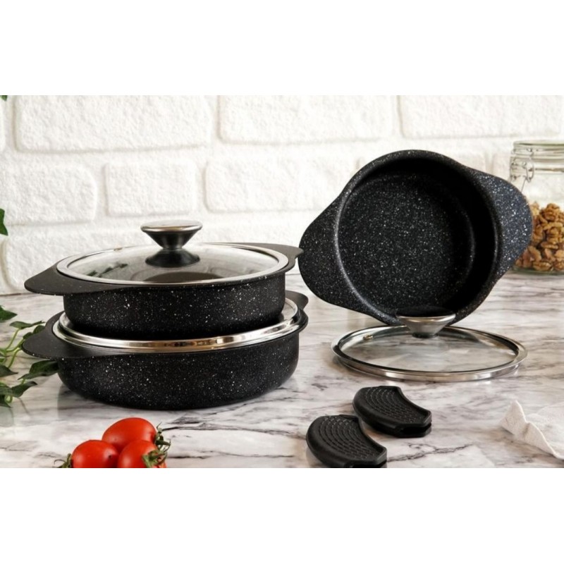 granit sahan seti döküm kapaklı fırın kabı