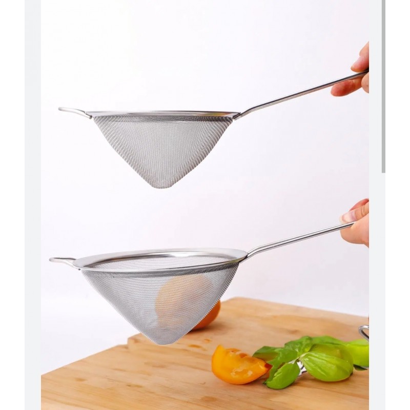 Saplı Tel Süzgeç 12 cm Paslanmaz Çelik Konik Mutfak Süzgeci