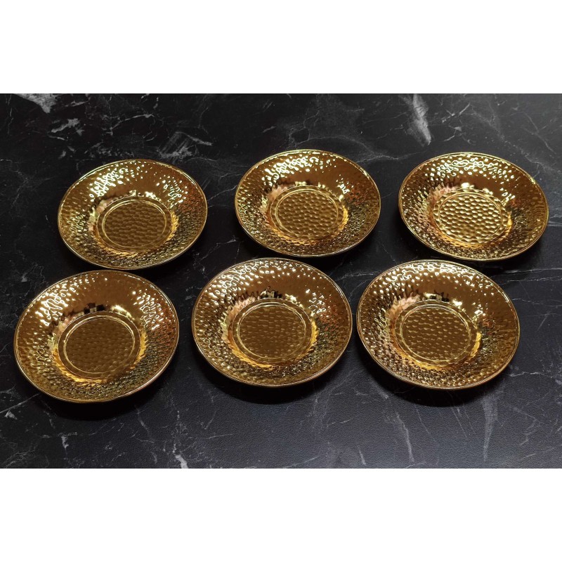 Altın Renk Metal Çay Tabağı Seti Şık ve Dayanıklı 6lı 12 cm