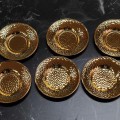 Altın Renk Metal Çay Tabağı Seti Şık ve Dayanıklı 6lı 12 cm