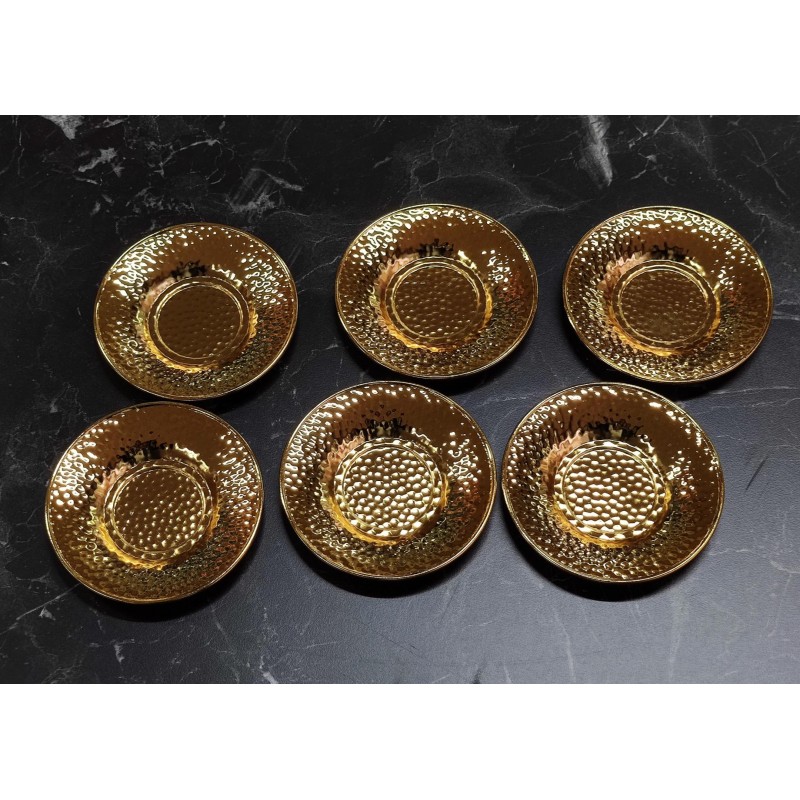 Altın Renk Metal Çay Tabağı Seti Şık ve Dayanıklı 6lı 12 cm