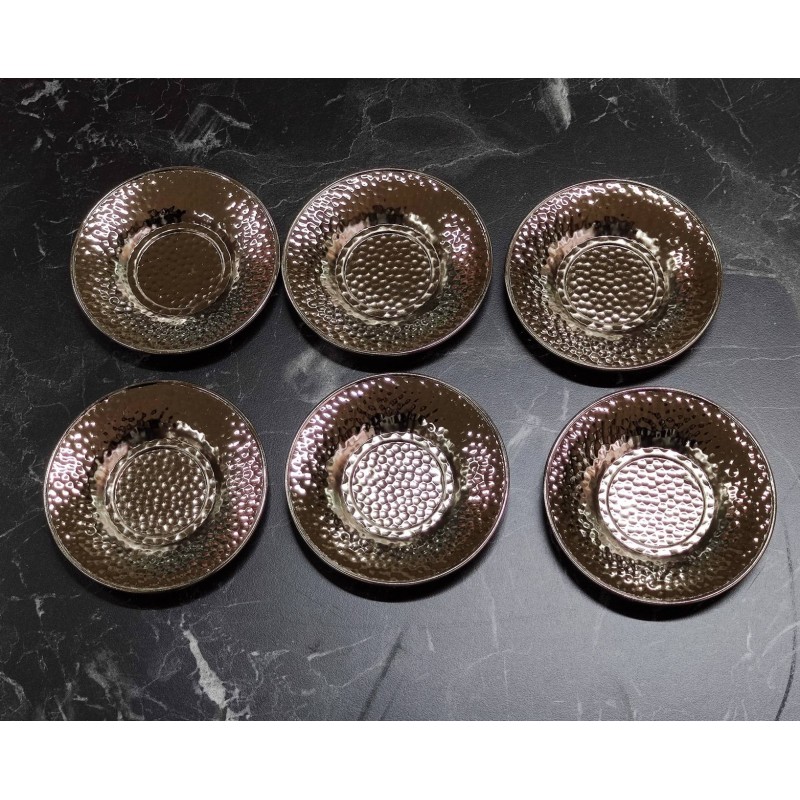 Gümüş Renk Metal Çay Tabağı Seti Şık ve Dayanıklı 6lı 12 cm
