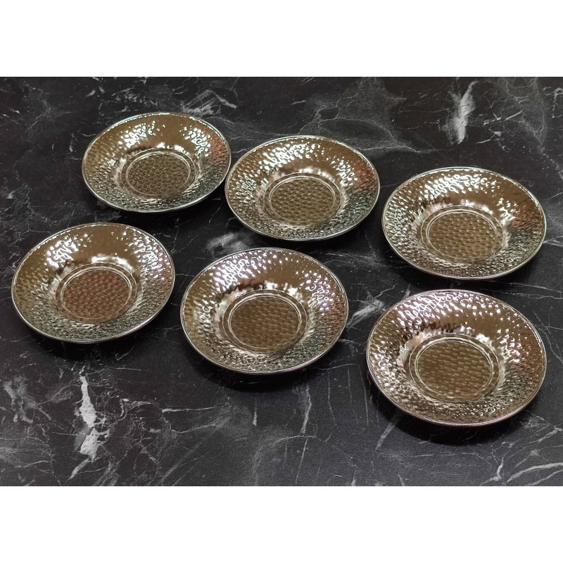 Gümüş Renk Metal Çay Tabağı Seti Şık ve Dayanıklı 6lı 12 cm
