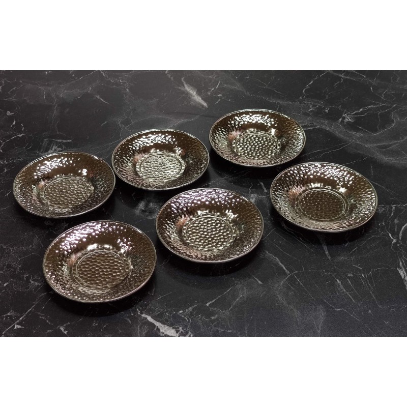 Gümüş Renk Metal Çay Tabağı Seti Şık ve Dayanıklı 6lı 12 cm