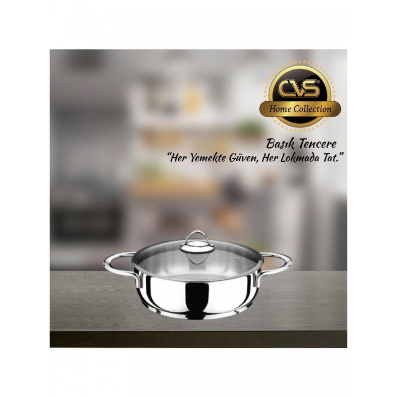 CVS 22 cm Basık Pilavlık Tencere 18/10 süper kalite