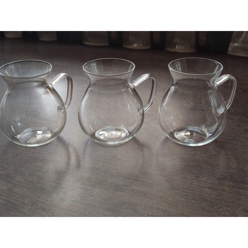 süper ince cam kulplu bardak tombul 3lü