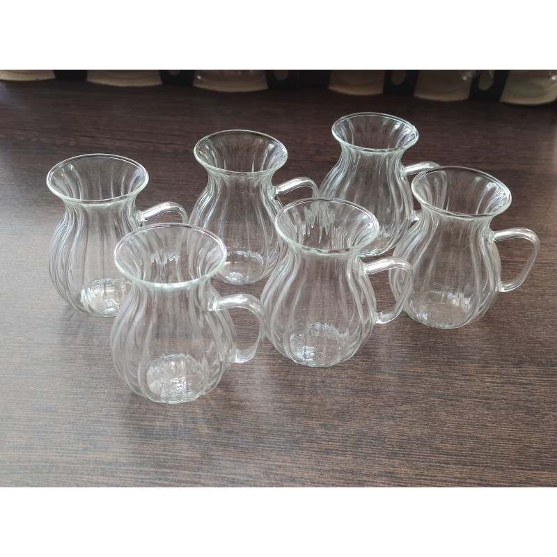 süper ince cam kulplu bardak çizgili 6lı süper ince cam kulplu bardak çizgili 6lı