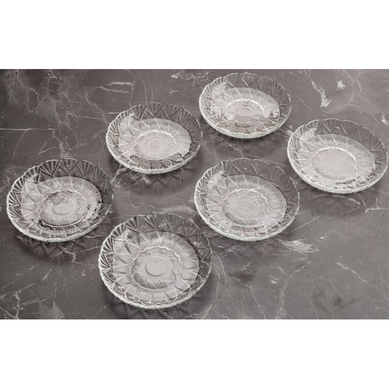 Tatlı Tabağı İthal Cam 12liKristal Görünümlü Şık ve Zarif Dokunuşlar 12cm
