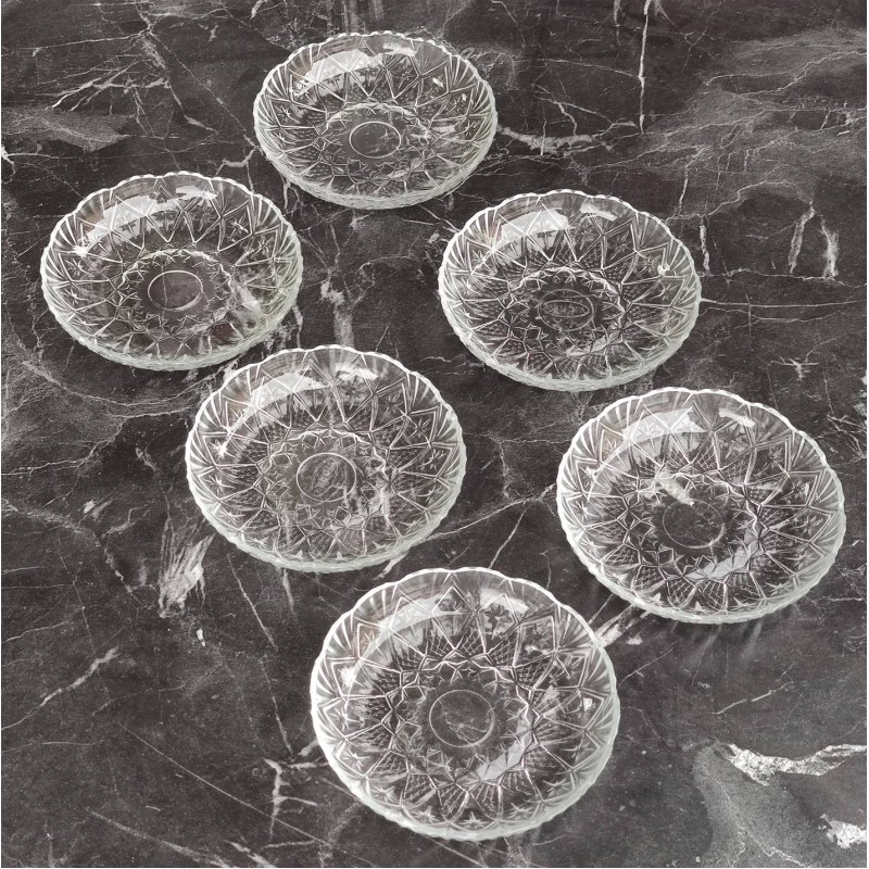 Tatlı Tabağı İthal Cam 12liKristal Görünümlü Şık ve Zarif Dokunuşlar 12cm