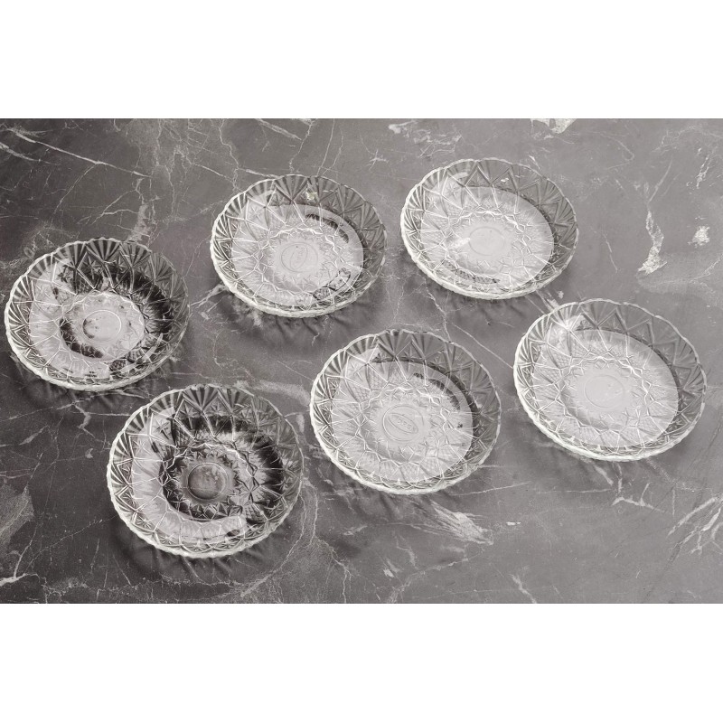 Tatlı Tabağı İthal Cam 12liKristal Görünümlü Şık ve Zarif Dokunuşlar 12cm