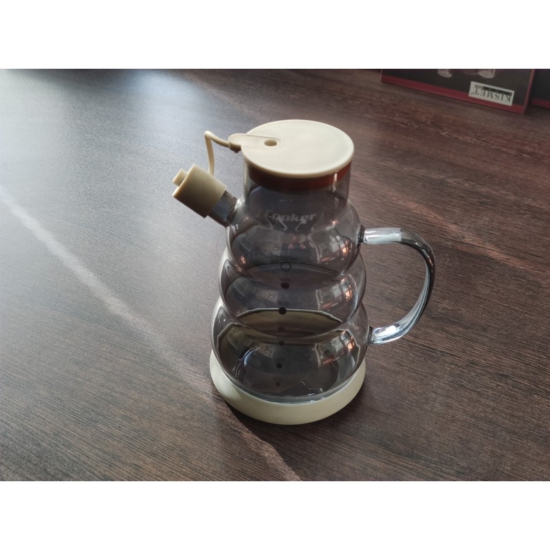 Cooker 1.1 Litre Borosilikat Cam Yağlık ve Sirkelik Zeytinyağ Şişesi tombul beyaz Cooker 1.1 Litre Borosilikat Cam Yağlık ve Sirkelik Zeytinyağ Şişesi tombul beyaz