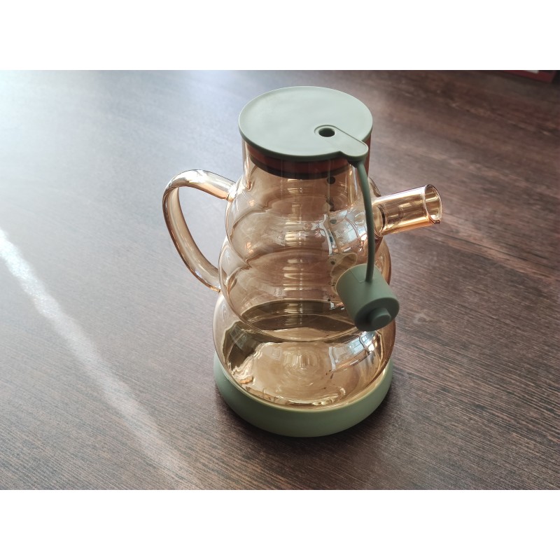 Cooker 1.1 Litre Borosilikat Cam Yağlık ve Sirkelik Zeytinyağ Şişesi tombul sarı Cooker 1.1 Litre Borosilikat Cam Yağlık ve Sirkelik Zeytinyağ Şişesi tombul sarı