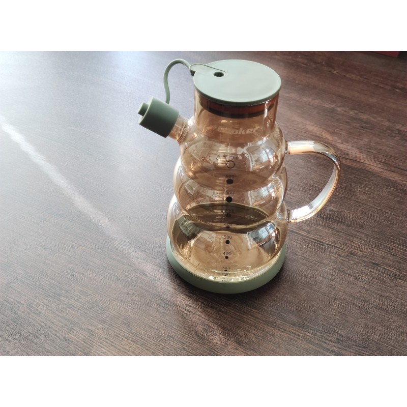 Cooker 1.1 Litre Borosilikat Cam Yağlık ve Sirkelik Zeytinyağ Şişesi tombul sarı Cooker 1.1 Litre Borosilikat Cam Yağlık ve Sirkelik Zeytinyağ Şişesi tombul sarı