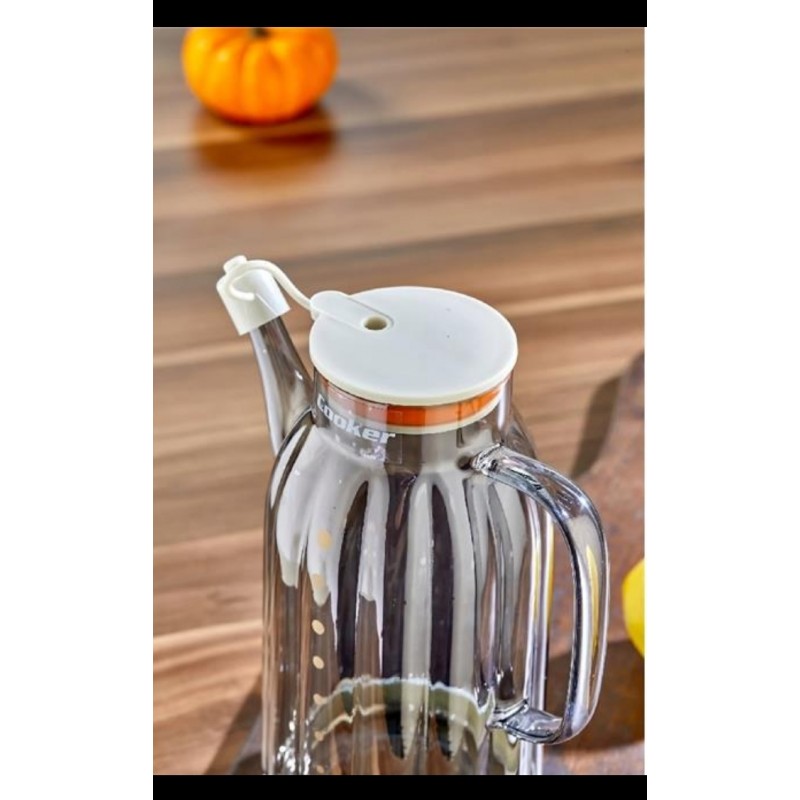 Cooker 1.1 Litre Borosilikat Cam Yağlık ve Sirkelik Zeytinyağ Şişesi beyaz gümüş Cooker 1.1 Litre Borosilikat Cam Yağlık ve Sirkelik Zeytinyağ Şişesi beyaz gümüş