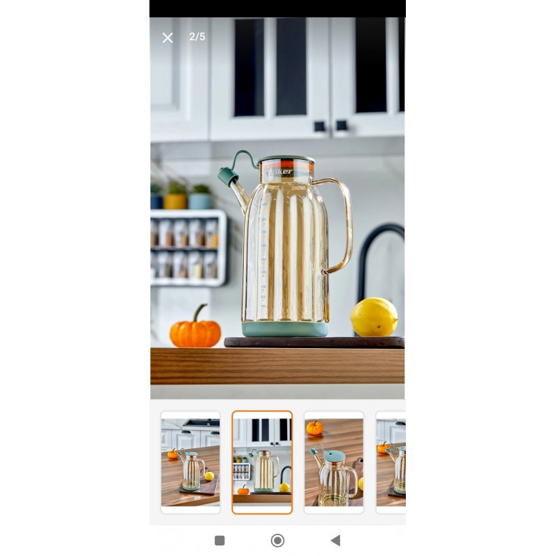 Cooker 1.1 Litre Borosilikat Cam Yağlık ve Sirkelik Zeytinyağ Şişesi sarı yeşil