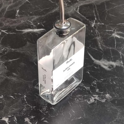 Cam Yağlık Sirkelik Damlatmaz Kapaklı 350ml Dikdörtgen Gümüş